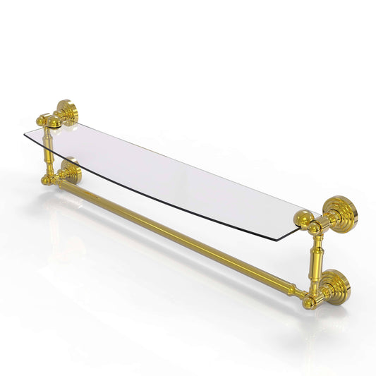 Allied Brass WP-33TB-24-UNL Waverly Place Collection 24 in. Glass Vanity Shelf with Integrated Towel Bar Unlacquered Brass