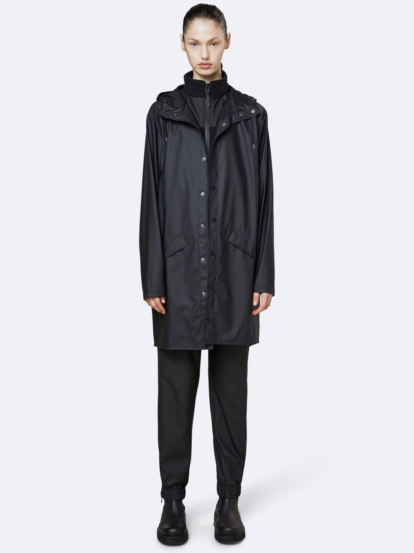 Rains Black Long Jacket