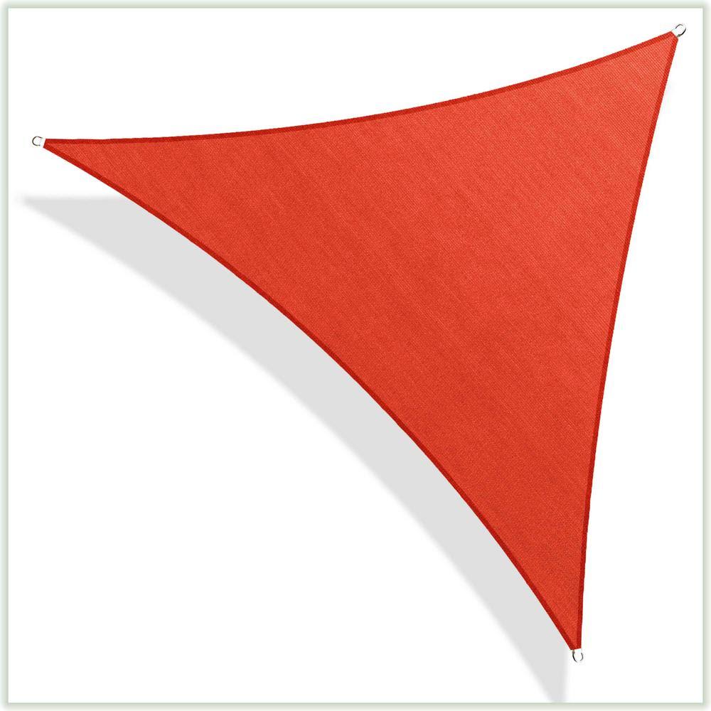 ColourTree 16 ft. x 16 ft. 190 GSM Red Equilateral Triangle Sun Shade Sail Screen Canopy, Outdoor Patio and Pergola Cover