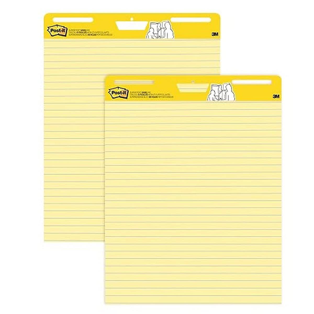 Post-it Self-Stick Easel Pad, Ruled, 25 x 30, Yellow, 2 30-Sheet Pads (MMM561)