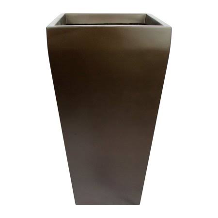 Root and Stock Windsor Tall Square Fiberglass Planter, Size: 15L x 15W x 30H, Brown