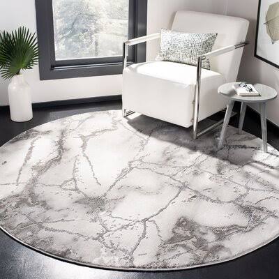 Coupland Abstract Gray Area Rug Orren Ellis Rug Size: Round 4