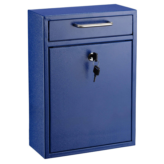 AdirOffice Locking Drop Box - Wall Mounted Mailbox - (Large, Blue)