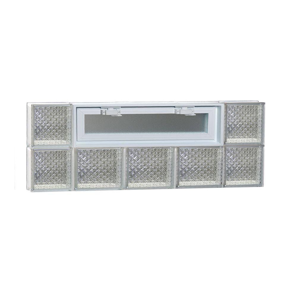 Clearly Secure 34.75 in. x 11.5 in. x 3.125 in. Frameless Diamond Pattern Vented Glass Block Window 3612VDP