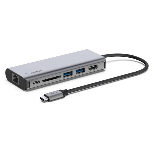 Belkin Avc008btsgy Usb-c 6-in-1 Multiport Adapter, Gray