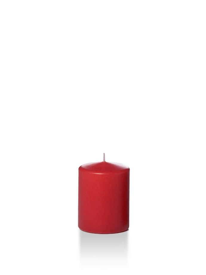 Set of 16, Wholesale Slim Pillar Candles - Ruby Red - 2.25