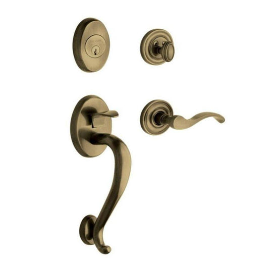 Baldwin Logan Single Cylinder Sectional Handleset Wave Lever Satin Brass/Black RH