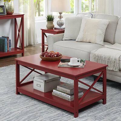 Ahern 4 Legs Coffee Table with Storage Andover Mills Color: Cranberry Red