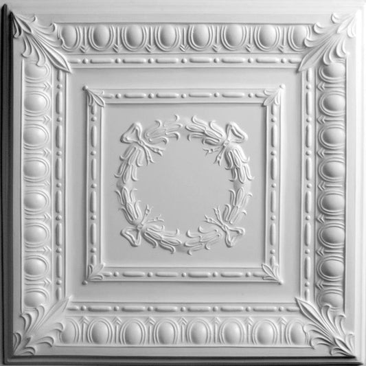 Ceilume Empire White 2 ft. x 2 ft. Lay-In or Glue-Up Ceiling Panel (Case of 6)