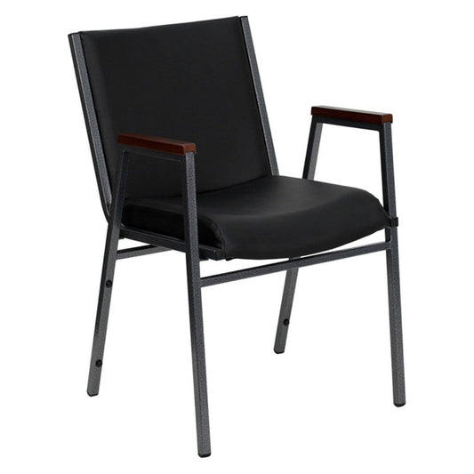 Flash Furniture Hercules Series Heavy Duty Black Vinyl Stack Chair with Arms