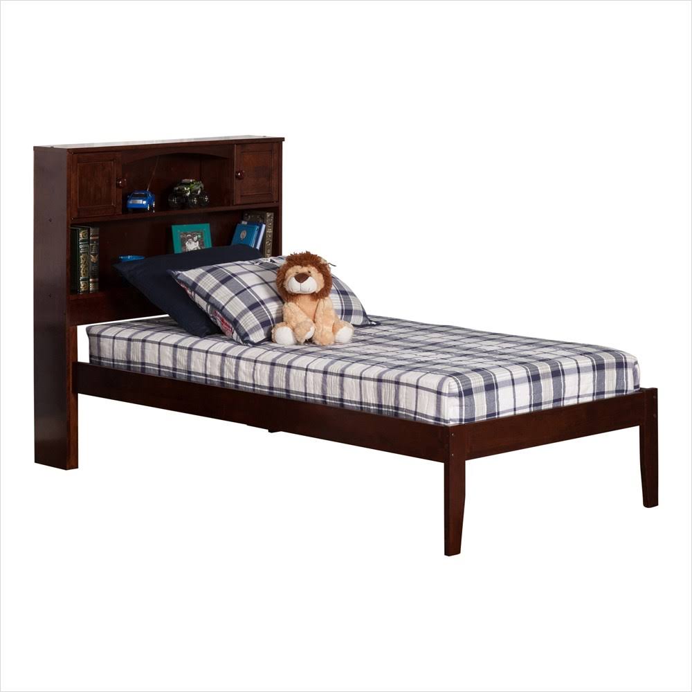 Atlantic Furniture Newport Walnut Twin Bookcase Platform Open Foot Bed