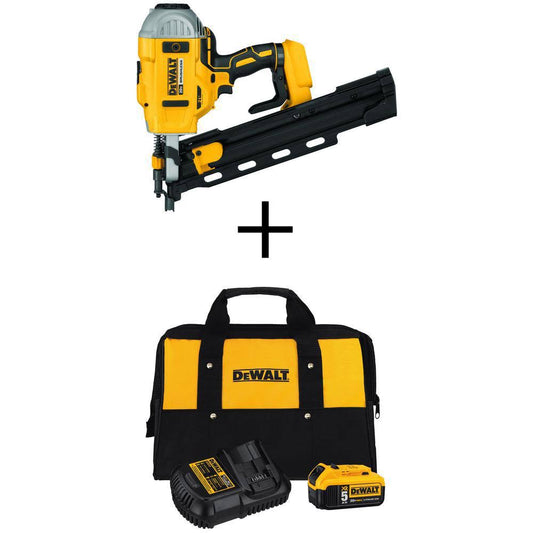 DeWalt 20-Volt Max 21-Degree Cordless Framing Nailer with Bonus Premium Battery Pack 5.0 Ah, Charger and Kit Bag