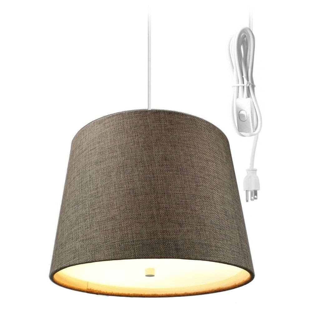 Drum 2 Light Swag Plug-In Pendant with Diffuser - Chocolate Burlap