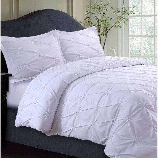 Tribeca Living Sydney Pintuck Oversized Duvet Set - White - King