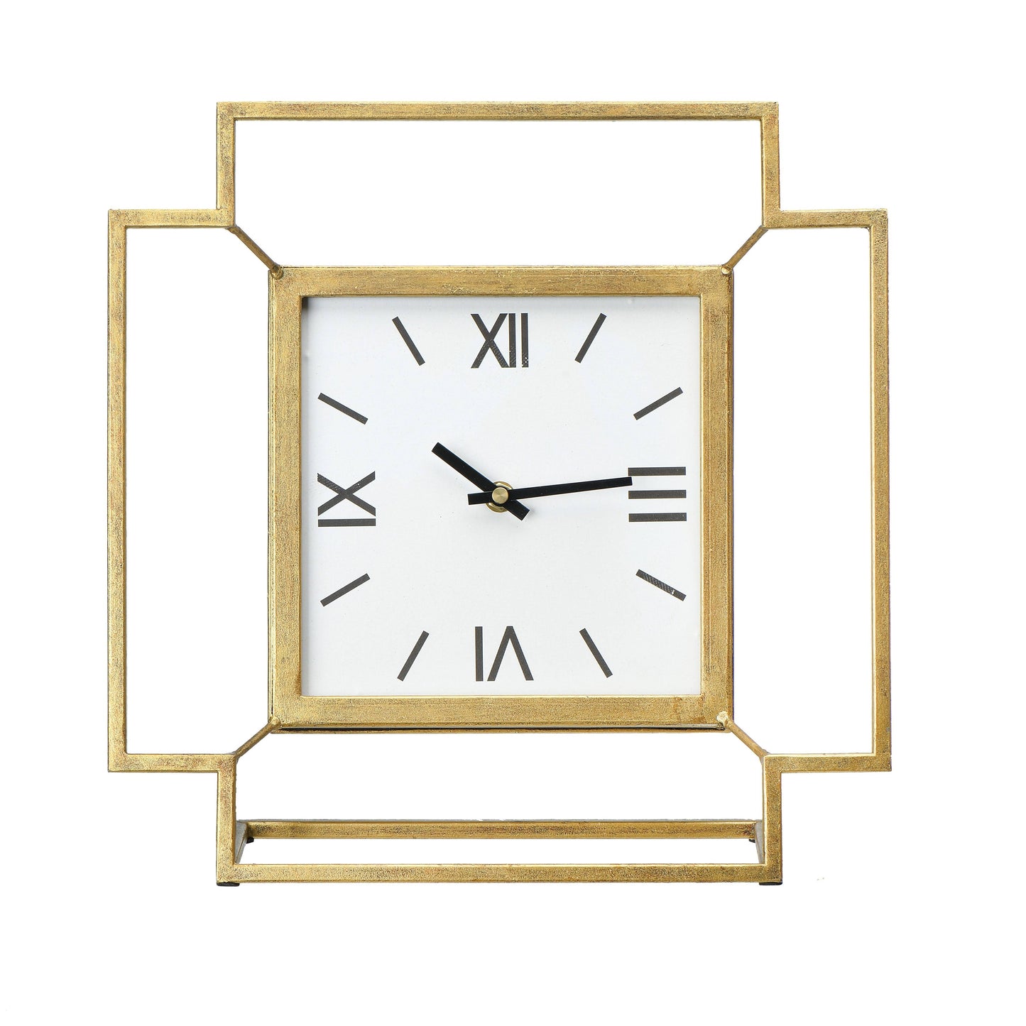 Creative Co-op EC0383 Antiqued Gold Square Mantel/Table Clock