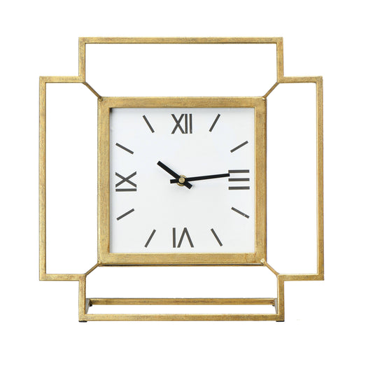 Creative Co-op EC0383 Antiqued Gold Square Mantel/Table Clock