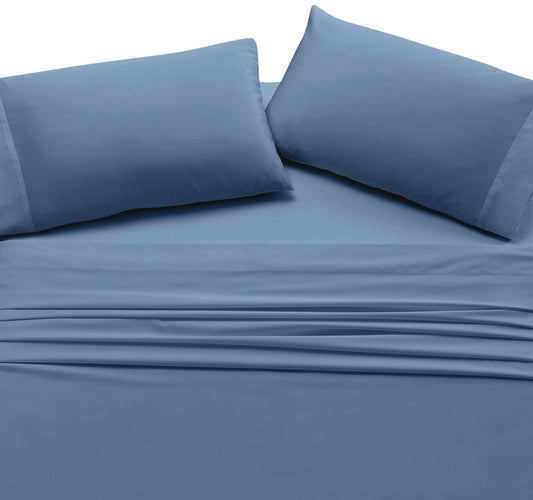 California Design den Cloud-Weight Silky Soft 500 Sateen | 100% Cotton Sheets Set | Cooling Deep Pocket Fresh Navy Blue