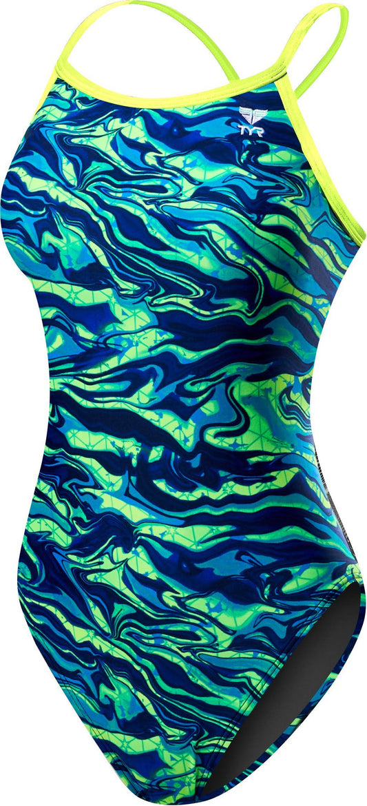 TYR Miramar Diamondfit Swimsuit Blue Green Women - 30