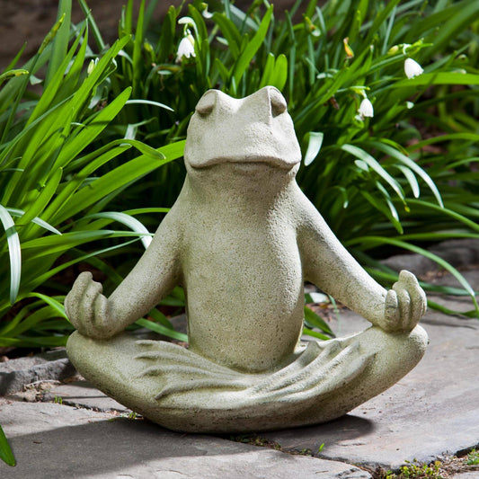 Campania International Totally Zen Too Frog Cast Stone Garden Statue French Limestone