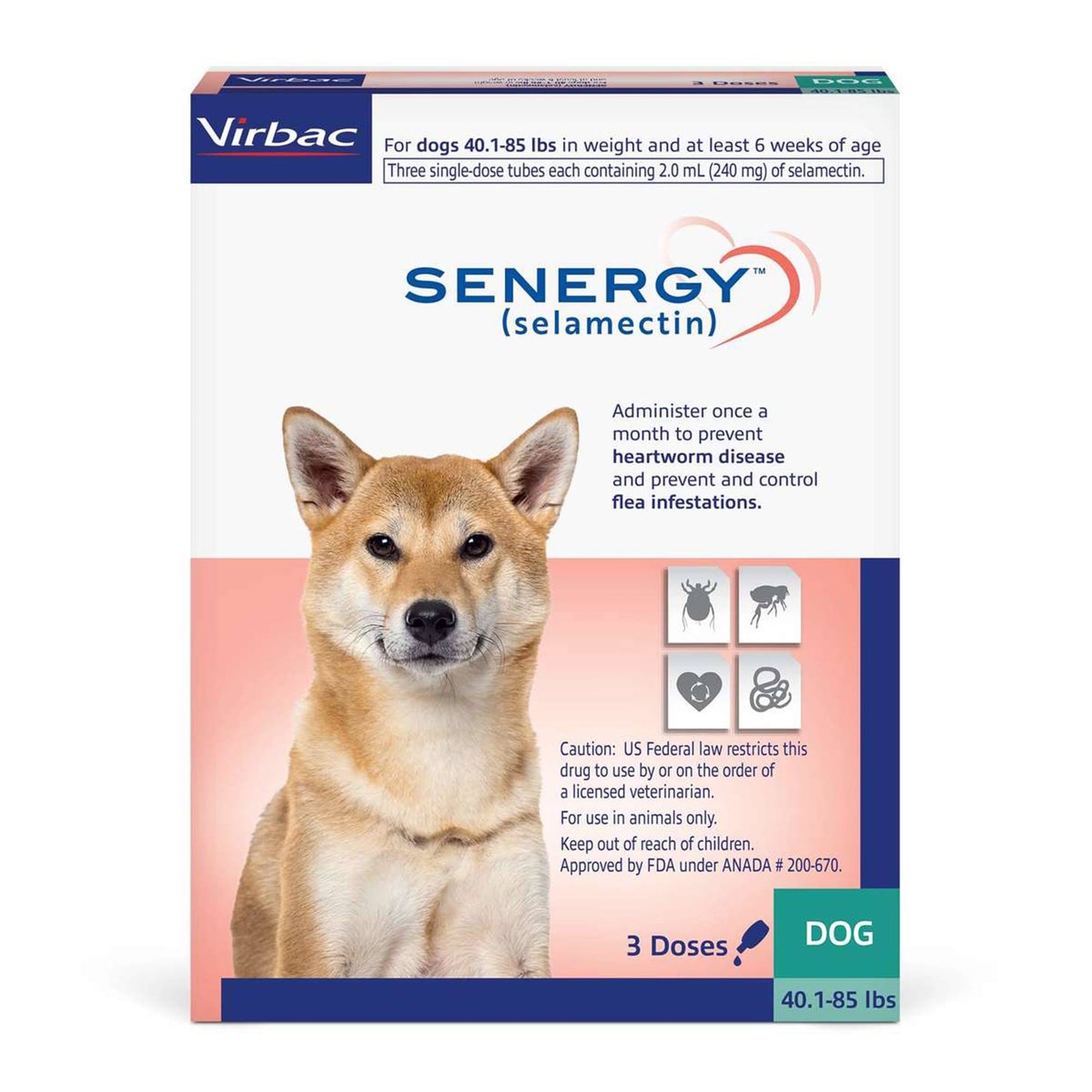 Senergy Topical 40.1-85 lbs. for Dogs, 3 Month Supply, 2 ml