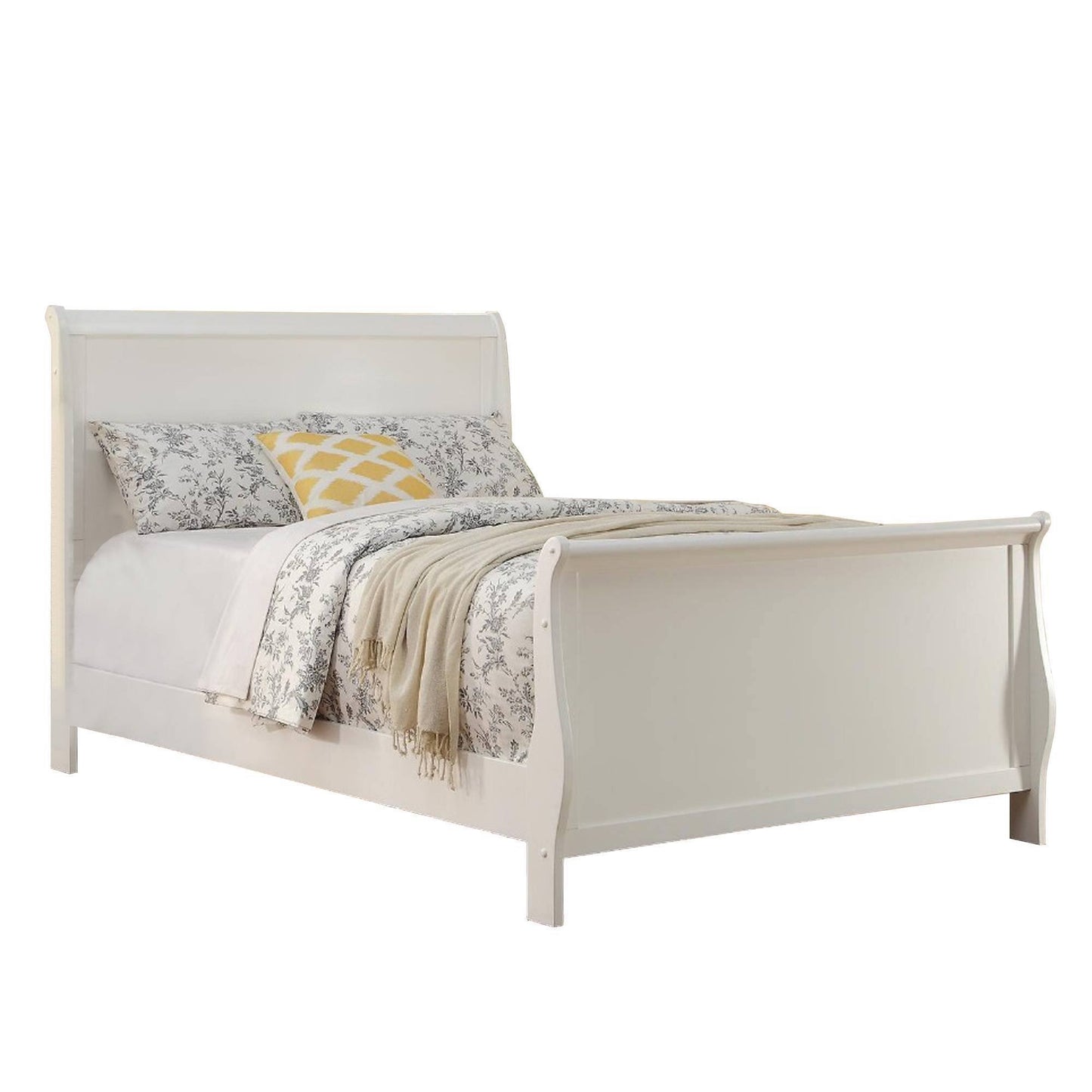 Benzara BM168418 Spellbinding Clean Wooden Full Size Bed, White