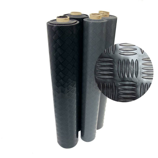 Rubber-Cal Diamond-Grip Resilient Rubber Flooring Rolls - Dark Gray 48 x 48 x 0.08 in.