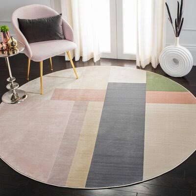 Ruthie Geometric Ivory Area Rug Corrigan Studio Rug Size  Round 3