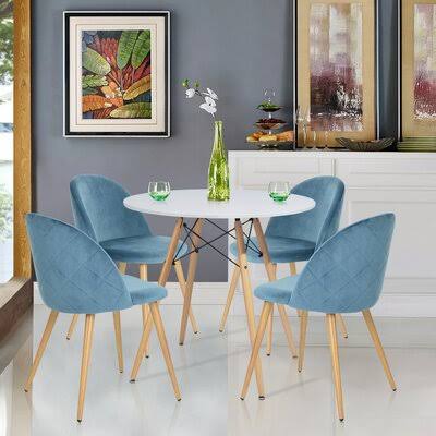 Voorhies 5 - Piece Dining Set Corrigan Studio Chair Color Blue