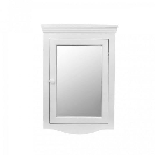 Renovators Supply Corner Medicine Cabinet White Hardwood Wall Mount Recessed Mirror Easy Clean