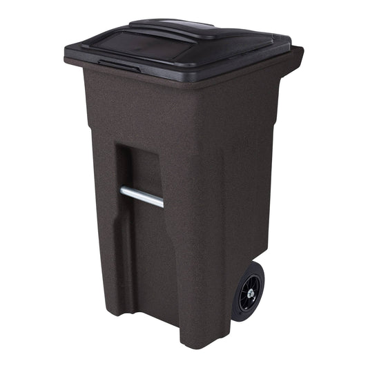 Toter 32 gal. Brownstone Trash Can with Wheels and Lid