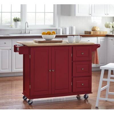 Three Posts Hardiman Kitchen Cart Base Finish Red