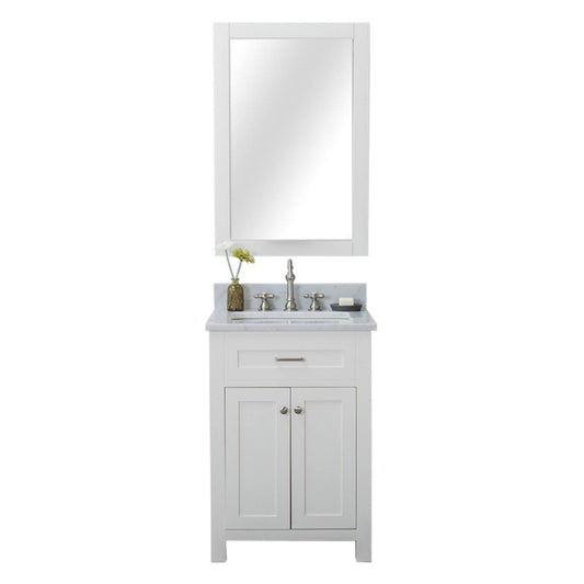 Alya Bath Norwalk 24 in. Single Bathroom Vanity in White with Carrera Marble Top