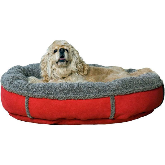 Carolina Pet Company Faux Suede Round Comfy Cup Pet Bed - Red