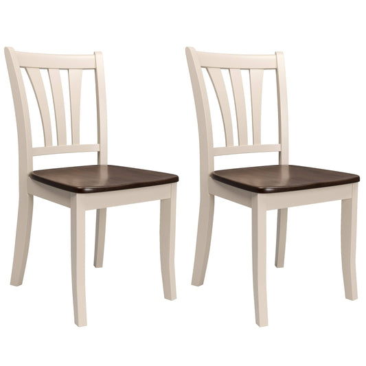 CorLiving Dillon Dark Brown and Cream Solid Wood Curved Vertical Slat Dining Chairs (Set of 2)