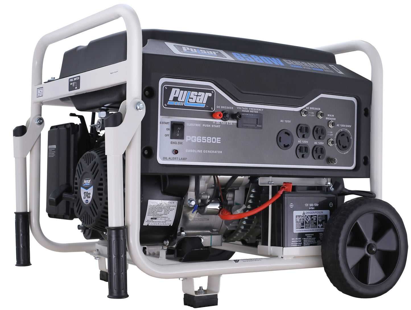 Pulsar PG6580E 6,580 Peak Watt Gas-Powered Portable Generator