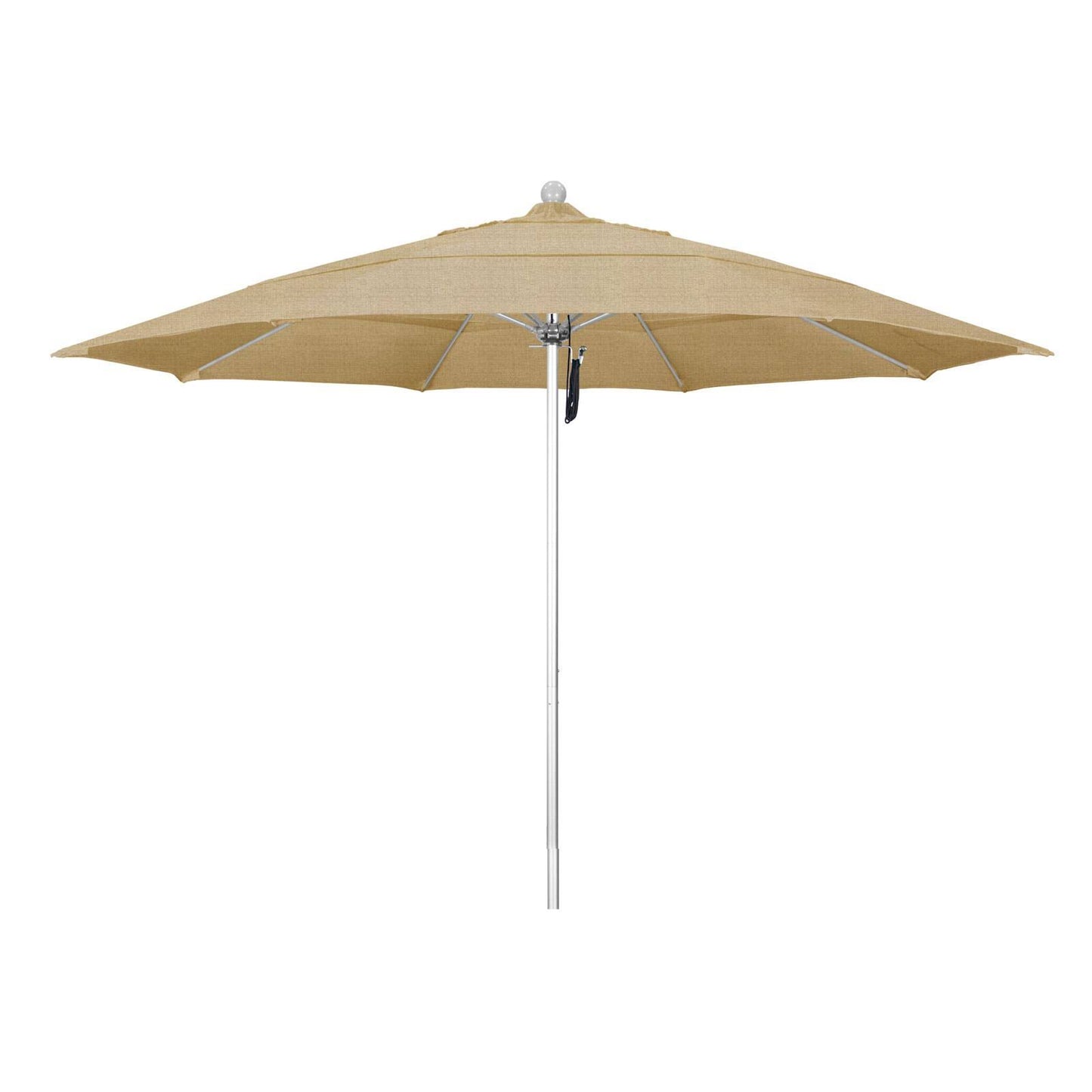 California Umbrella 11 ft. Sunbrella Fiberglass Double Vent Market Umbrella Sunbrella Linen Sesame