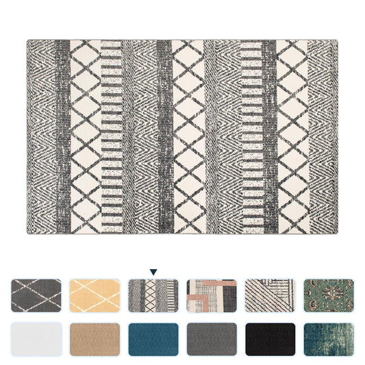 Subrtex Geometric Low Pile Stain Resistant Area Rug or Runner - 4x6 - Gray White