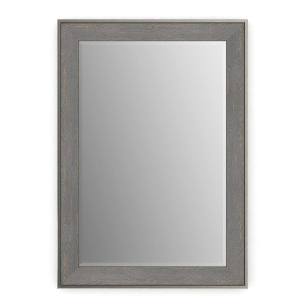 Delta 29 in. W x 41 in. H (M3) Framed Rectangular Deluxe Glass Bathroom Vanity Mirror in Weathered Wood