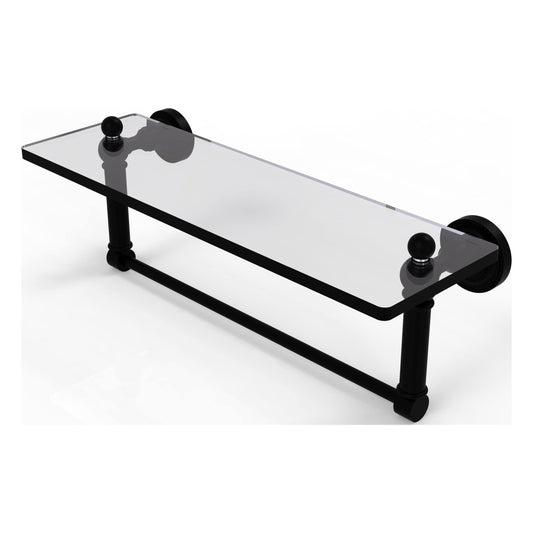 Allied Brass DT-1TB/16-BKM Dottingham 16 inch Glass Vanity Shelf with Integrated Towel Bar, Matte Black