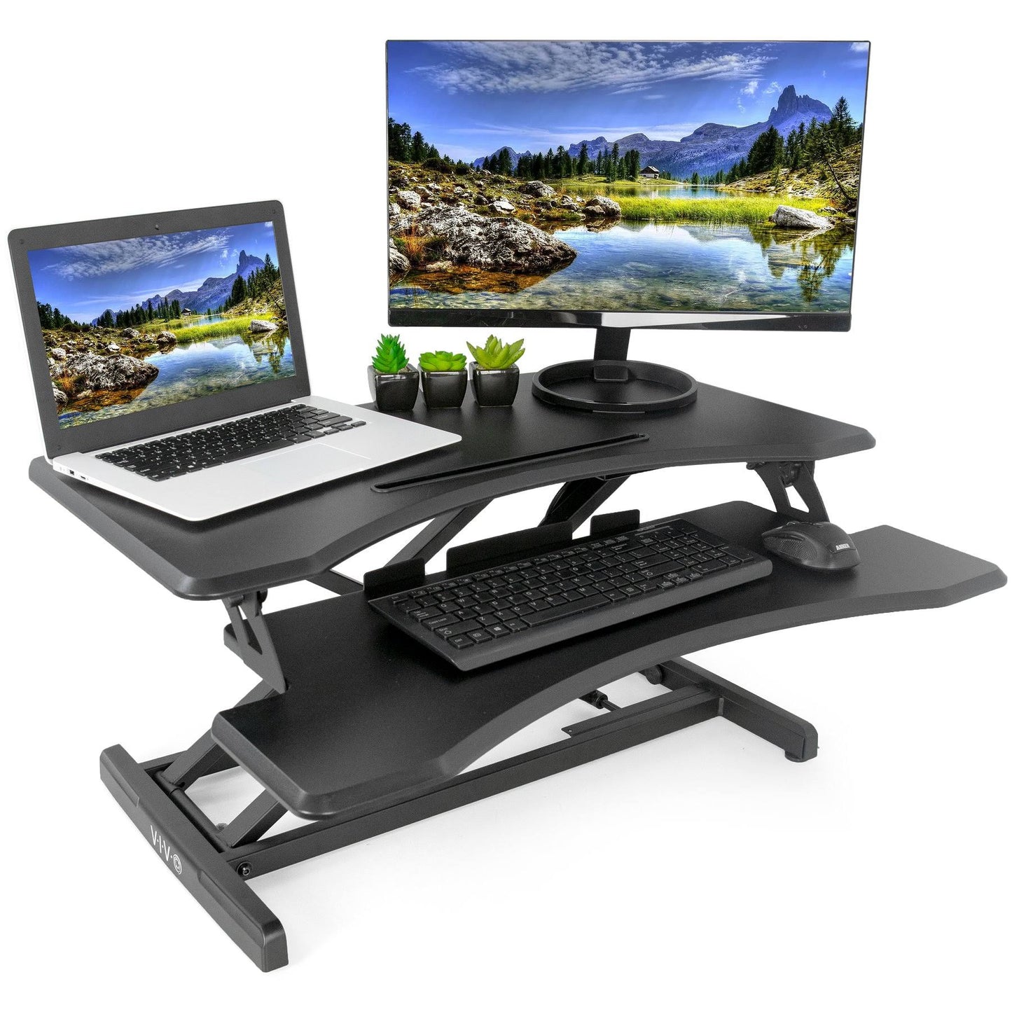 Vivo Height Adjustable Standing/Sit Desk Workstation Monitor Riser 30