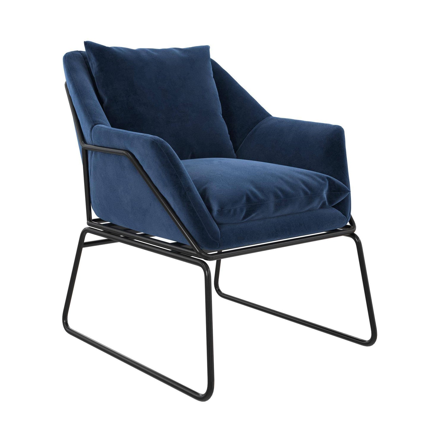 Alisa Velvet Accent Chair Blue - Room Joy