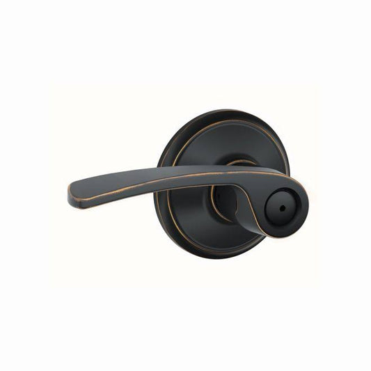 Schlage Residential F40 Mer 716 Merano Lever Privacy Lock with 16080 Latch and 10027 Strike Aged Bronze Finish