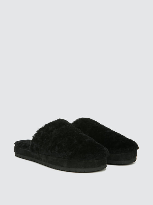 Vince Loni Shearling Slippers, Black / 9