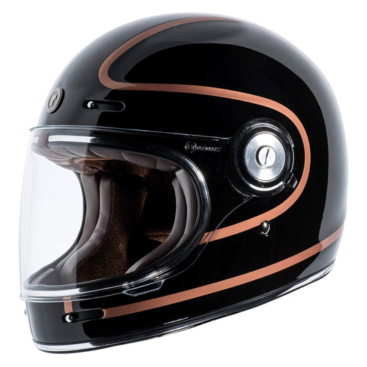 Torc T1 Unisex-Adult Retro Full-face-Helmet-Style Motorcycle (Copper Pin Gloss Black Medium)