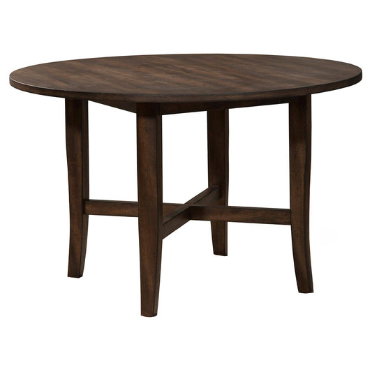 Alpine Furniture 5672-03 Arendal Round Table Burnished Dark Oak