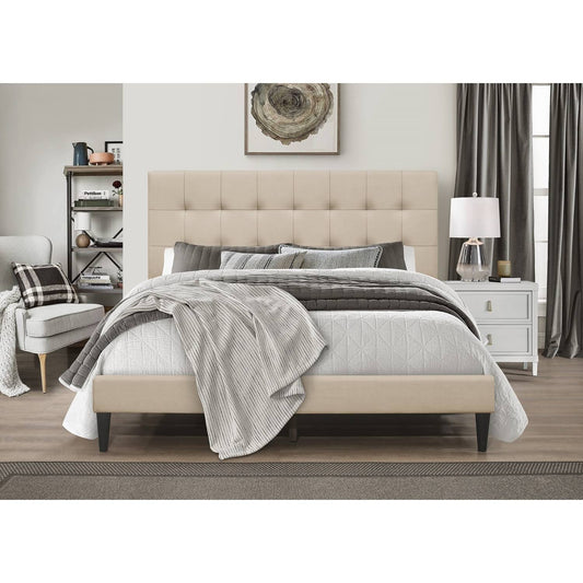 Forsan Tufted Upholstered Low Profile Platform Bed Zipcode Design Size Twin, Color Beige