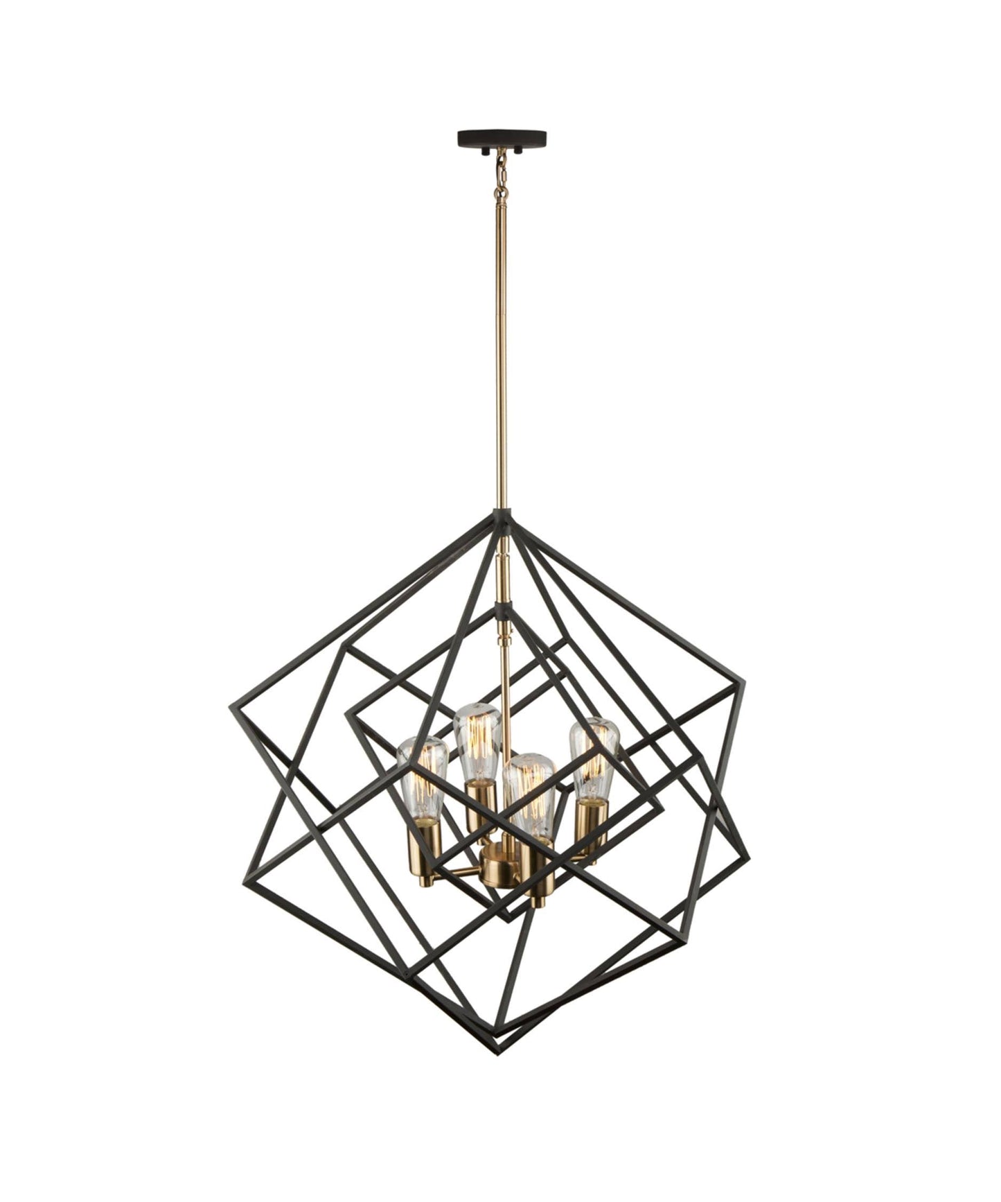 Artcraft AC11114 Artistry Matte Black/Satin Brass 4 Light Chandelier