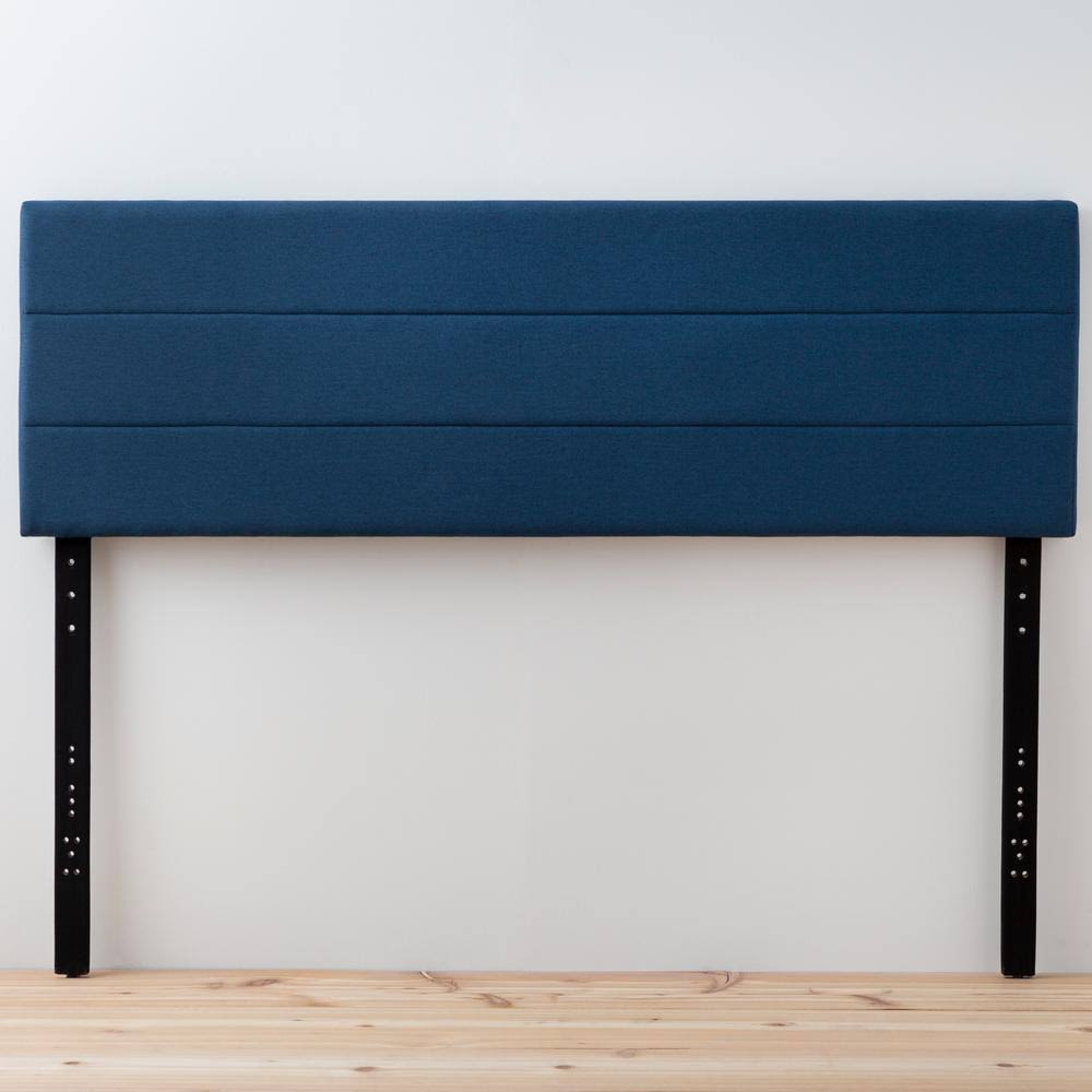 Brookside Stella Navy Full Mid-Rise Upholstered Channel Headboard, Blue