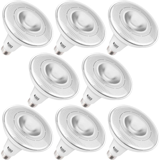 Sunco Lighting 8 Pack PAR38 LED Bulb 13W\x3d100W, 4000K Cool White, 1050 lm, Dimmable, Indoor/Outdoor Spotlight, Waterproof - UL