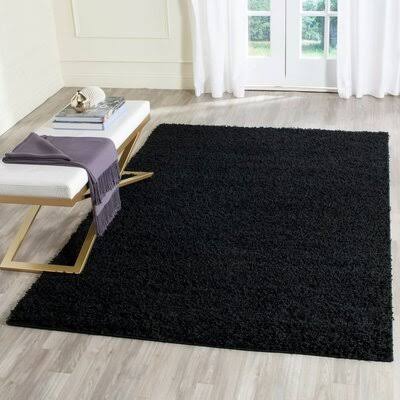 Baldev Shag Polypropylene Black Area Rug Mercer41 Rug Size: Rectangle 3 x 5